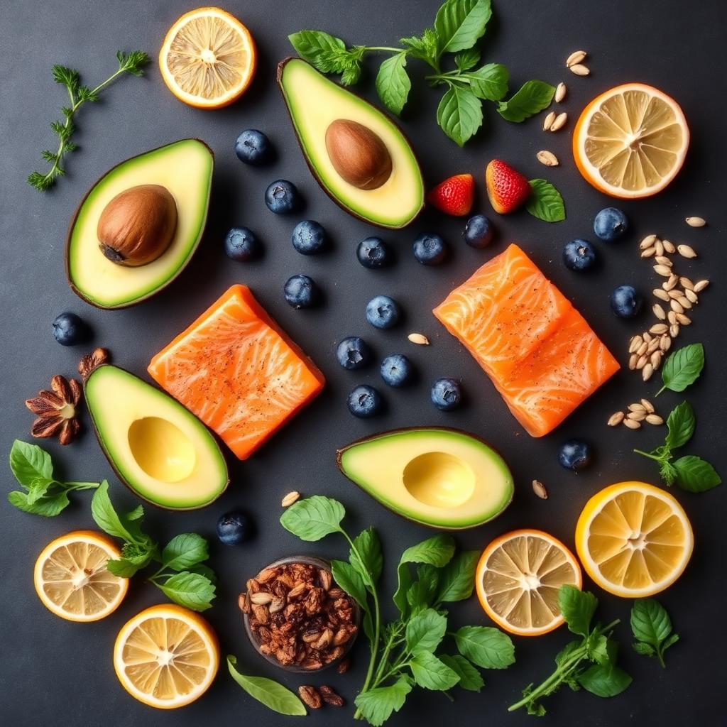 Fresh nutritious food arrangement
